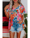 Azura Exchange Abstract Print V Neck Flutter Sleeve Blouse - S