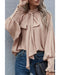 Azura Exchange Khaki Frilled Knotted Blouse with Bishop Sleeves - L