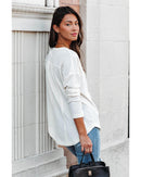 Azura Exchange Waffle Knit Half Button Henley Top