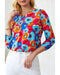Azura Exchange V Neck 3/4 Sleeve Floral Print Blouse - M
