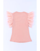 Azura Exchange Ruffle Sleeve Ribbed Knit Top - XL