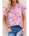 Azura Exchange Mandarin Collar Floral Top - L