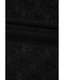 Black Bowknot Sheer Mesh Mock Neck Lettuce Trim Short Sleeve Top - M