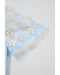 Beau Blue Floral Mesh Puff Sleeve Crew Neck Top - L