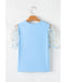 Beau Blue Floral Mesh Puff Sleeve Crew Neck Top - M