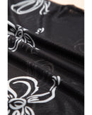 Black Bow Printed Mesh Short Sleeve Top - L