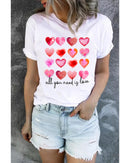 Azura Exchange Hearts Letter Print Short Sleeve T-shirt