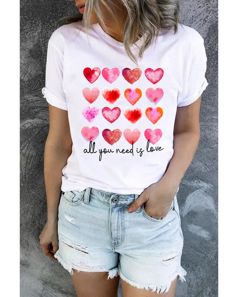 Azura Exchange Hearts Letter Print Short Sleeve T-shirt