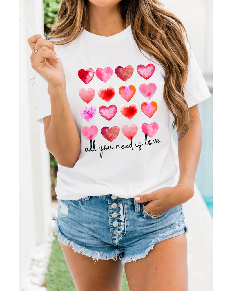 Azura Exchange Hearts Letter Print Short Sleeve T-shirt