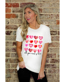 Azura Exchange Hearts Letter Print Short Sleeve T-shirt