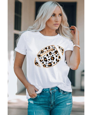 Azura Exchange Leopard Heart Shape Rugby Print T-Shirt
