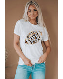 Azura Exchange Leopard Heart Shape Rugby Print T-Shirt