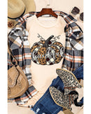 Azura Exchange Thankful Pumpkin Plaid Print Graphic Tee - M