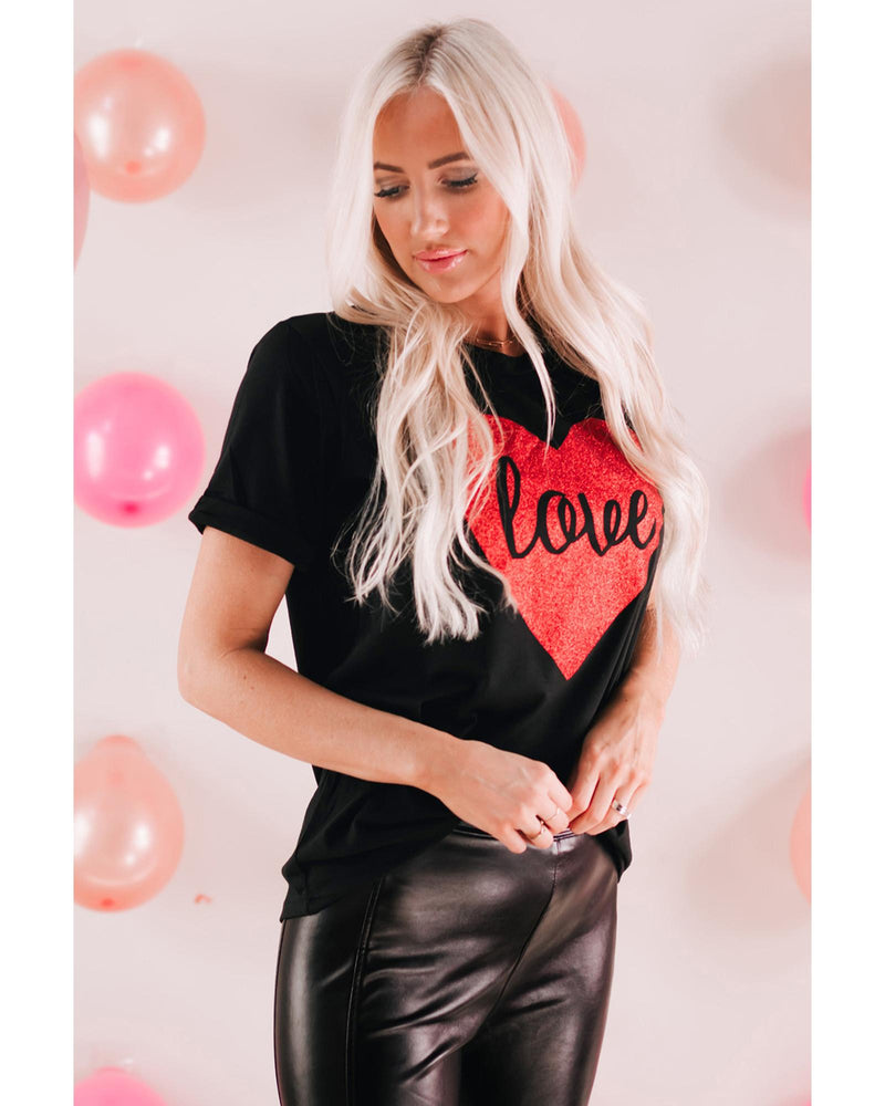 Azura Exchange Heart Shaped Glitter Print T-Shirt