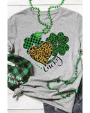 Azura Exchange Leopard Plaid Heart Clover Graphic Print T-Shirt