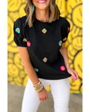 Azura Exchange Embroidered Flower Short Sleeve Tee