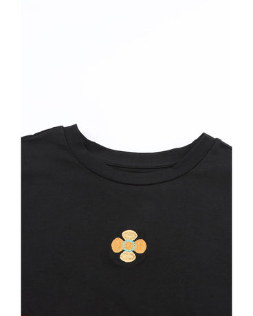 Azura Exchange Embroidered Flower Short Sleeve Tee