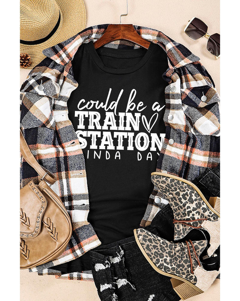 Black Could be a TRAIN STATION KINDA DAY Graphic Tee - XL