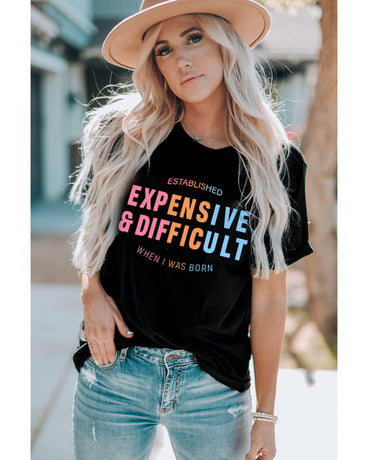 Black EXPENSIVE&DIFFICULT Graphic Tee - L