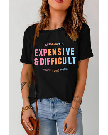Black EXPENSIVE&DIFFICULT Graphic Tee - M