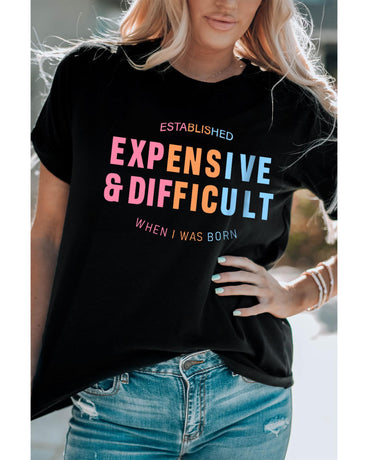 Black EXPENSIVE&DIFFICULT Graphic Tee - M