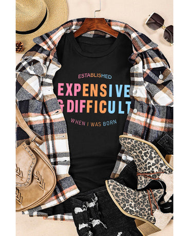 Black EXPENSIVE&DIFFICULT Graphic Tee - M