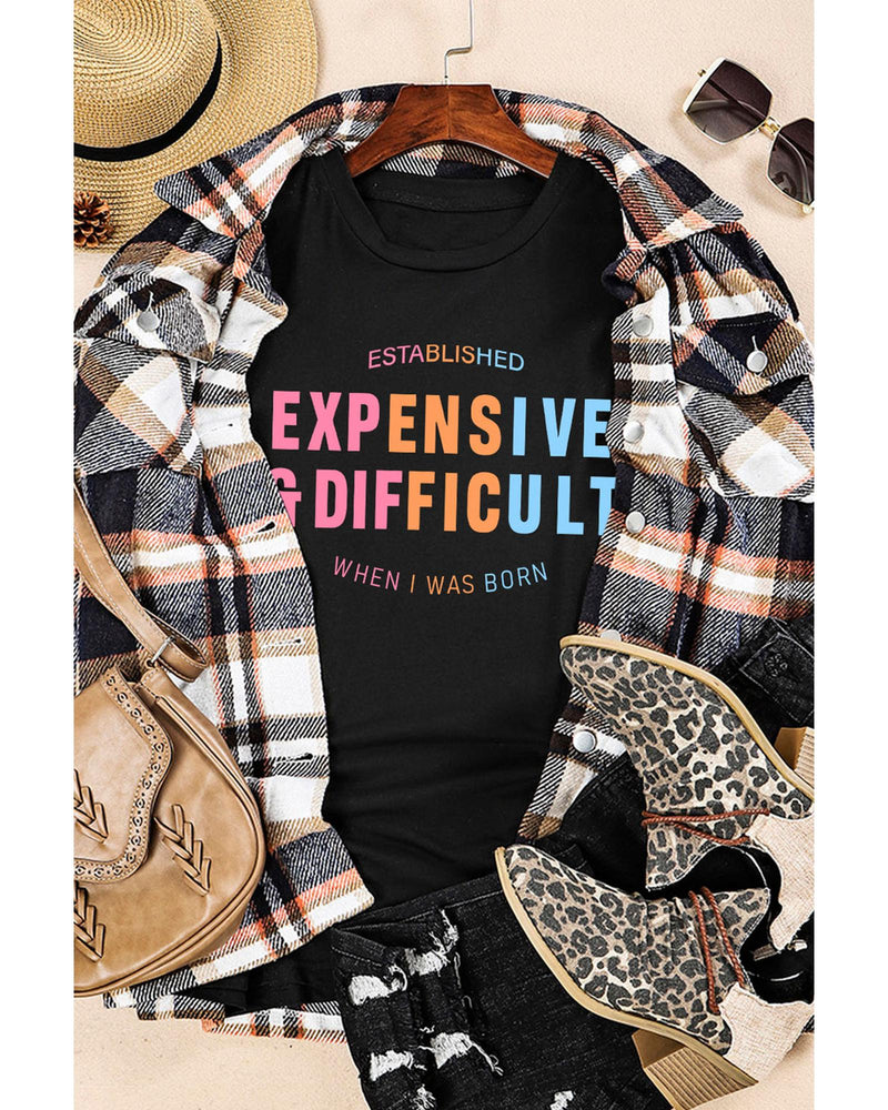 Black EXPENSIVE&DIFFICULT Graphic Tee - M