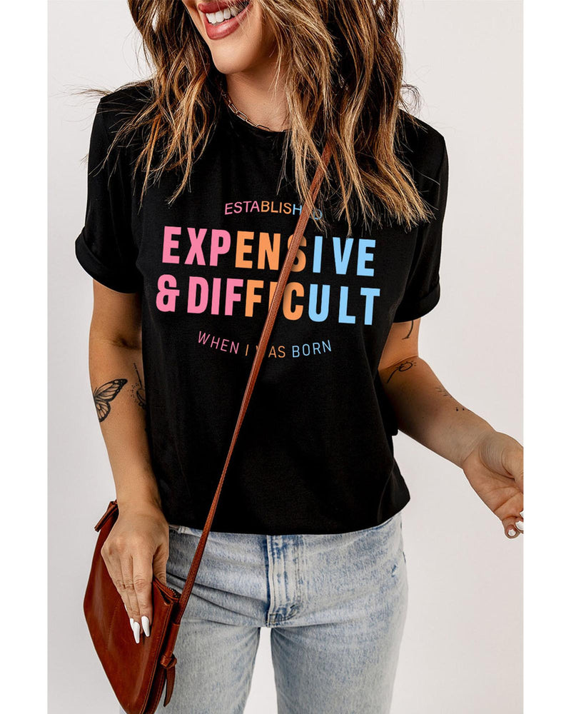Black EXPENSIVE&DIFFICULT Graphic Tee - M