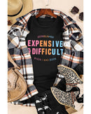 Black EXPENSIVE&DIFFICULT Graphic Tee - XL