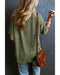 Azura Exchange Jungle Green Corded V Neck Chest Pocket Loose T-shirt - XL