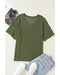 Azura Exchange Jungle Green Corded V Neck Chest Pocket Loose T-shirt - XL