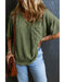 Azura Exchange Jungle Green Corded V Neck Chest Pocket Loose T-shirt - XL