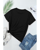 Black Casual Plain Crew Neck Tee - 2XL