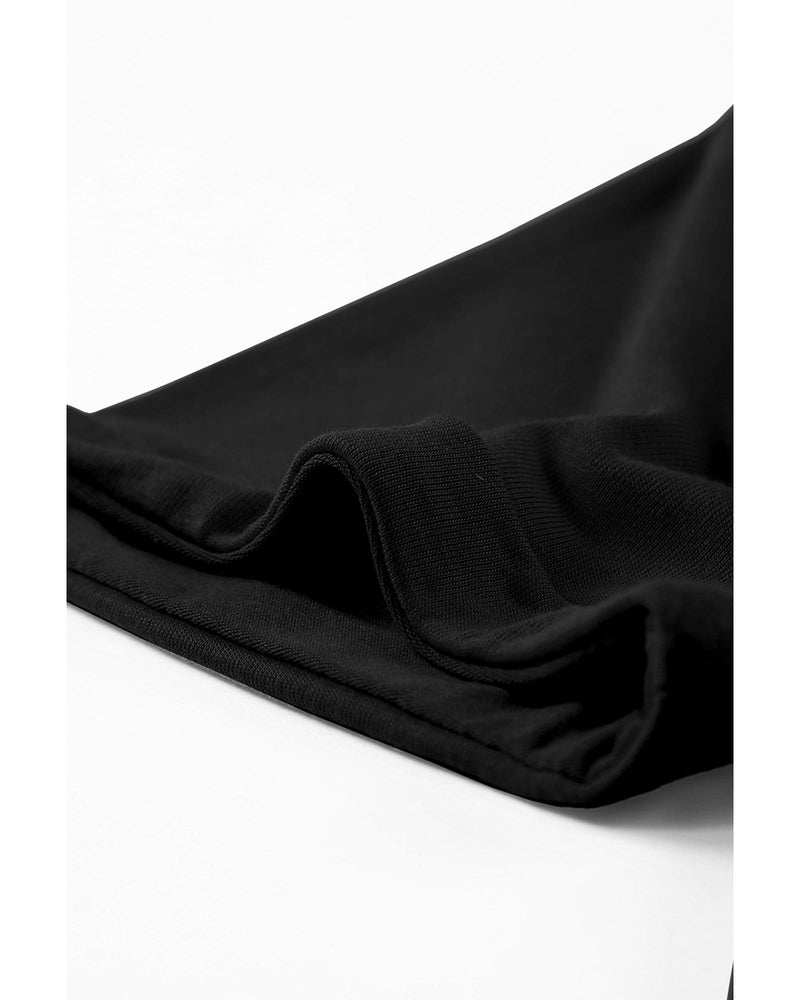 Black Casual Plain Crew Neck Tee - XL