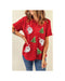 Red Santa Clause Christmas Tree Print Tee -