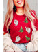 Red Santa Clause Christmas Tree Print Tee -
