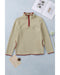 Azura Exchange Contrast Binding Snap Button Geometric Pullover Sweatshirt - M