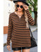 Azura Exchange Striped Knit Quarter Zip Hoodie - XL