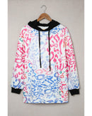 Azura Exchange Leopard Drawstring Hoodie with Colorful Splicing - M