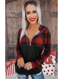 Azura Exchange Buffalo Plaid Zip Pullover Hooded Top - S