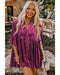 Azura Exchange Pitaya Pink 3/4 Sleeve Tunic Babydoll Velvet Shirt - S
