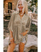 Azura Exchange Pale Khaki 3/4 Sleeve Tunic Babydoll Velvet Shirt - M