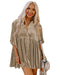 Azura Exchange Pale Khaki 3/4 Sleeve Tunic Babydoll Velvet Shirt - S