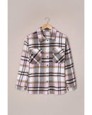 Azura Exchange Pink Geometric Plaid Print Pocketed Shacket - XL