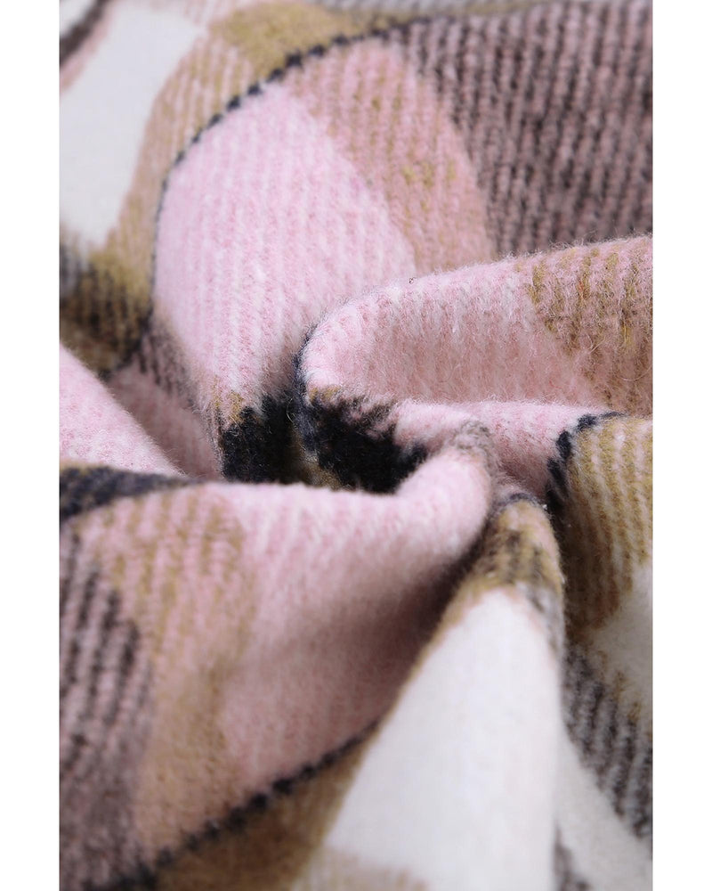 Azura Exchange Pink Geometric Plaid Print Pocketed Shacket - XL