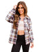 Azura Exchange Pink Geometric Plaid Print Pocketed Shacket - XL