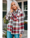 Azura Exchange Red Geometric Plaid Print Pocketed Shacket - L