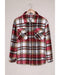 Azura Exchange Red Geometric Plaid Print Pocketed Shacket - L