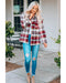 Azura Exchange Red Geometric Plaid Print Pocketed Shacket - L