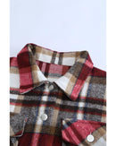 Azura Exchange Red Geometric Plaid Print Pocketed Shacket - S